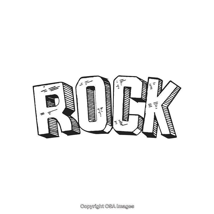 Bold Graphic Text Design Featuring the Word 'Rock' in Stylized Font