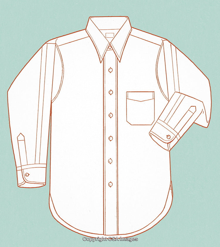 Illustration of a Classic Button-Up Shirt with Pocket on Green Background