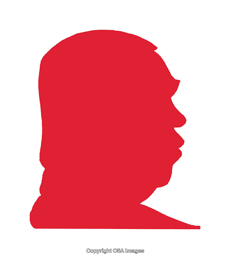 Red Silhouette Profile Icon on a White Background