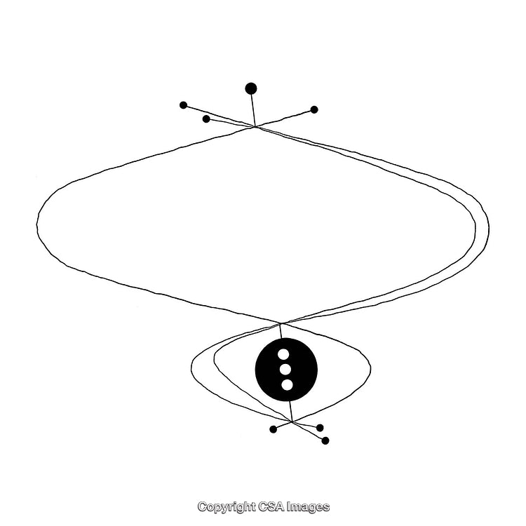 Abstract Monochromatic Conceptual Art With Orbiting Lines and Shapes