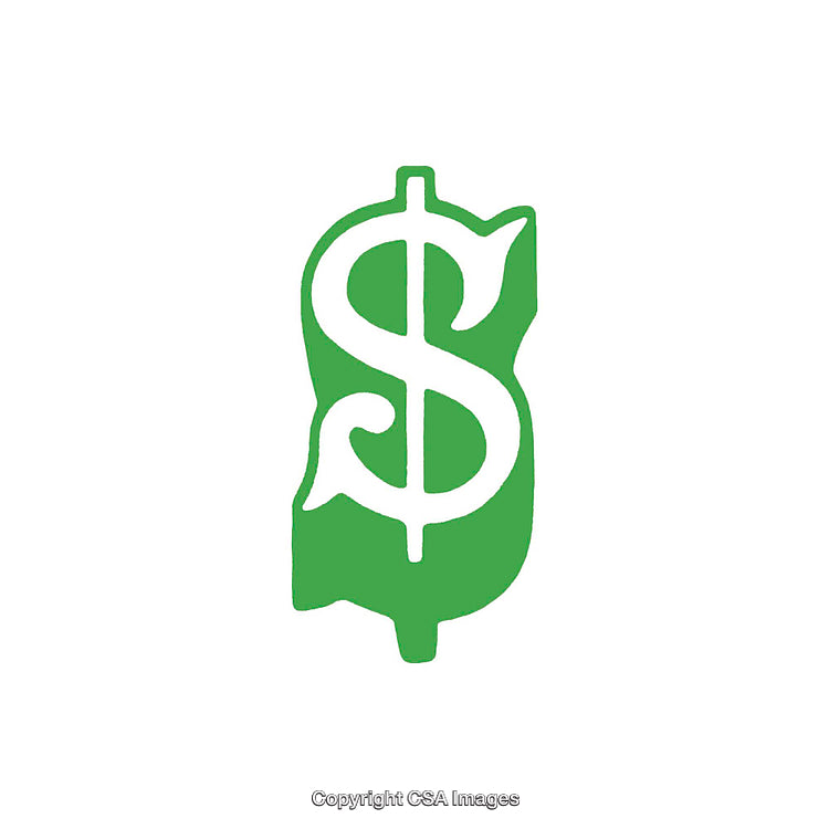 Green Dollar Symbol on White Background Representing Money and Finance Concepts