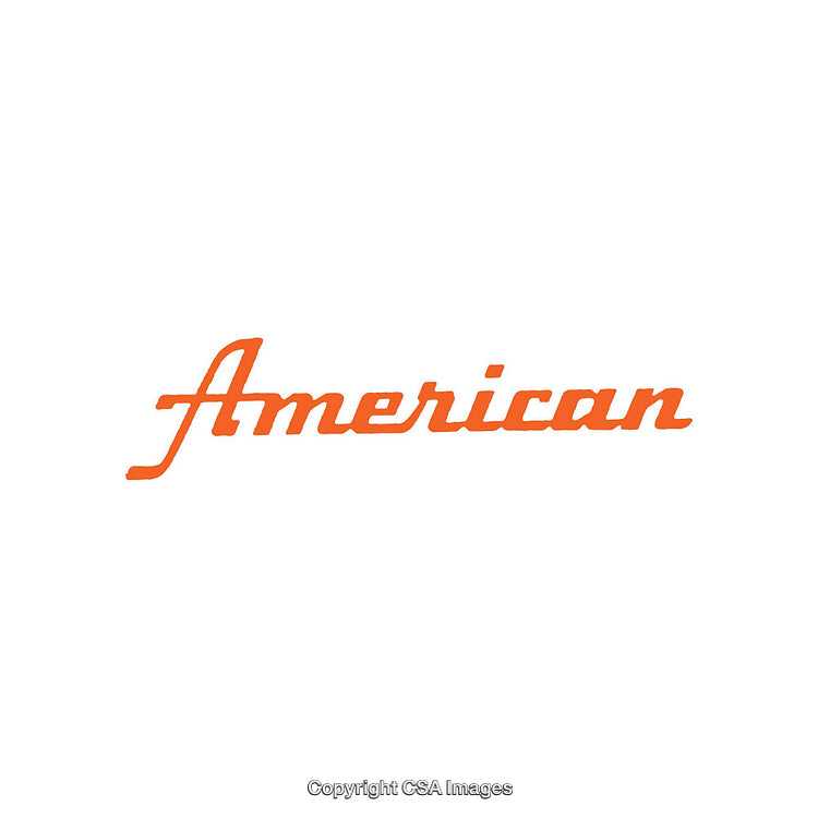 Orange Script Word Art Reading 'American' on White Background