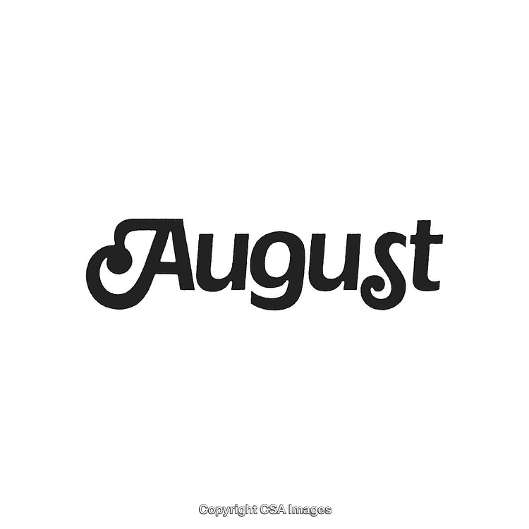 Stylized Typography Illustration of the Word "August" in Retro Bold Font