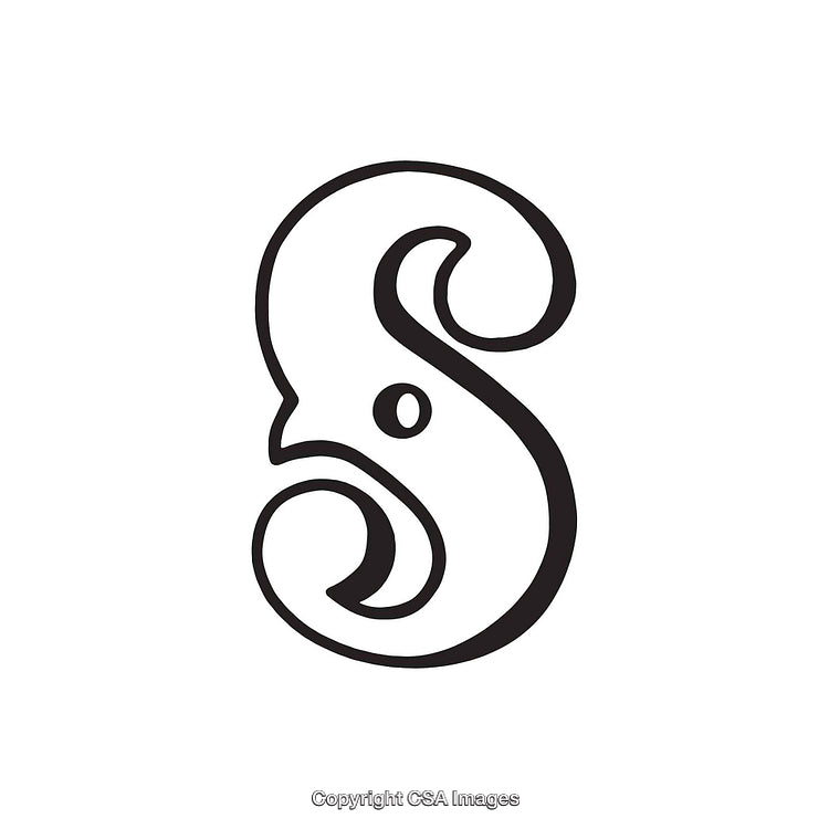 Ornamental S Letter Design in Elegant Black and White Style