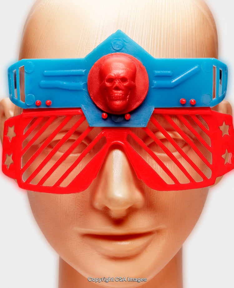 Colorful Plastic Toy Mask with Skull Decor and Geometric Design