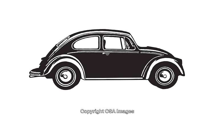 Classic Black and White Car Silhouette in Line Art Style