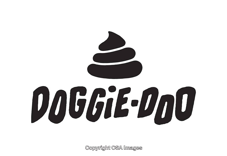 Humorous Black and White Line Art Illustration Featuring Dog Waste Theme