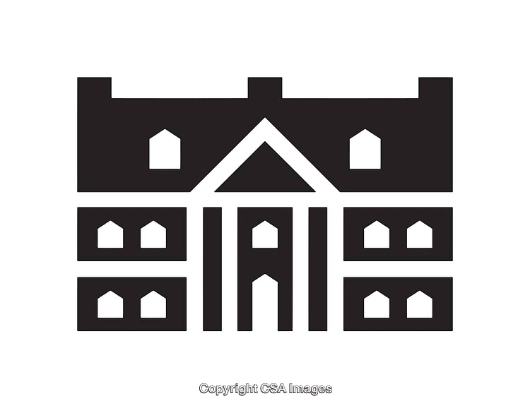 Classic Black And White Icon of a Manor House Illustration