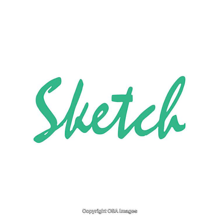 Green Calligraphy Text Featuring "Sketch" on Plain White Background