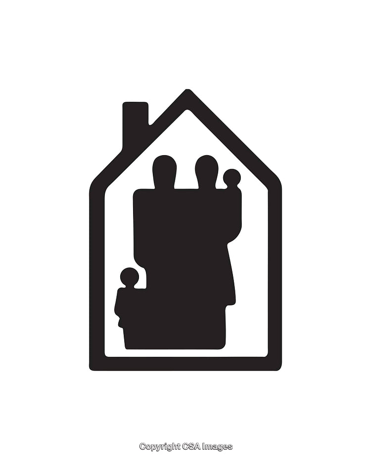 Family Silhouette in a House Icon Representing Community and Unity