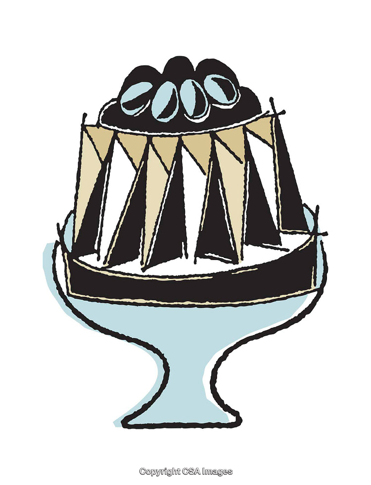 Colorful Abstract Illustration of a Decorated Cake on a Pedestal Stand
