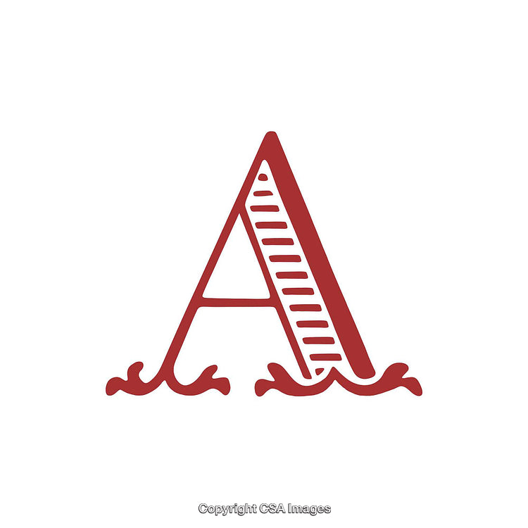 Red Stylized Letter A with Wave Elements on a White Background