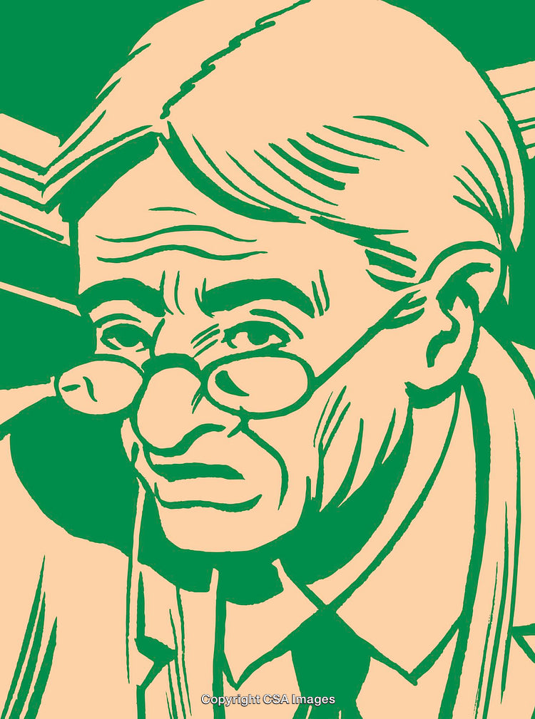 Abstract Portrait of a Thoughtful Elderly Man in Green Tone Artwork