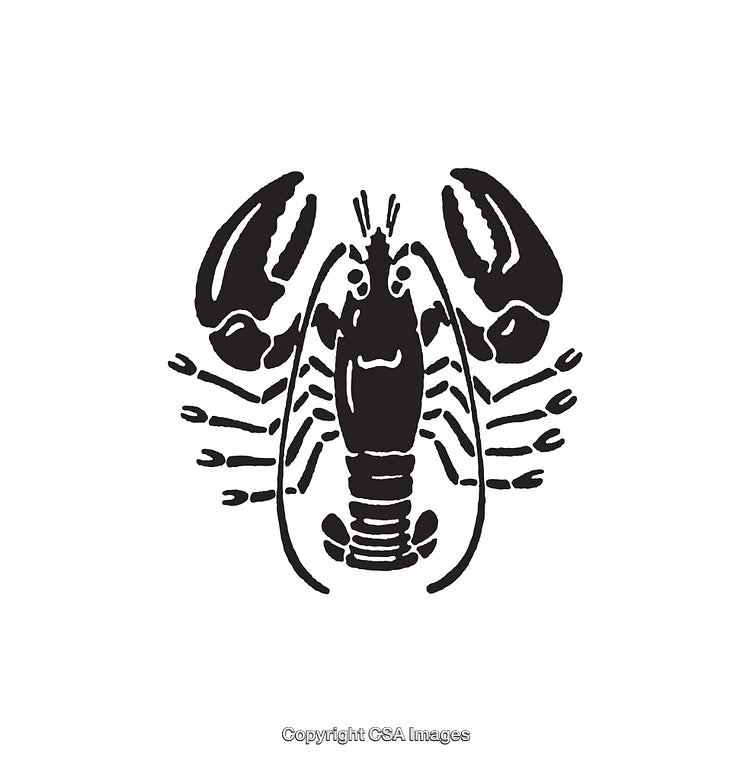 Black And White Line Art Illustration of a Lobster Design