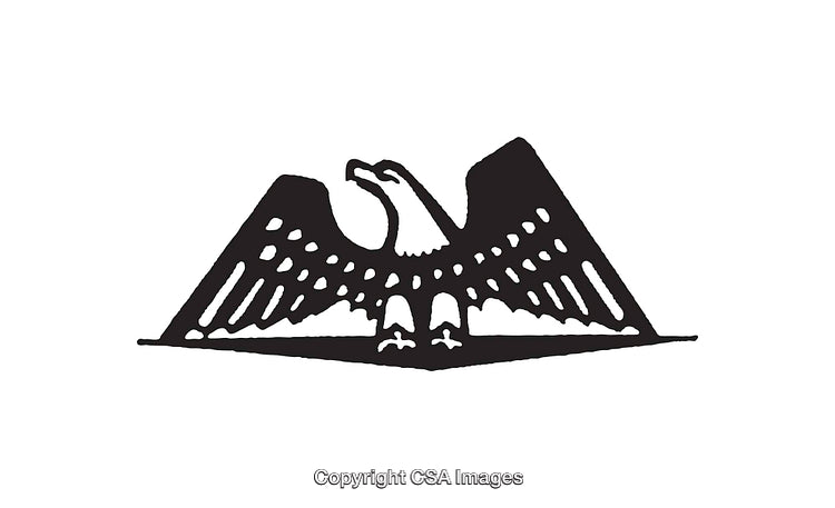 Black and White Illustration of a Stylized Eagle Spreading Its Wings