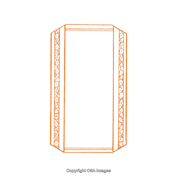 Artistic Decorative Rectangle with Ornate Orange Design and White Background