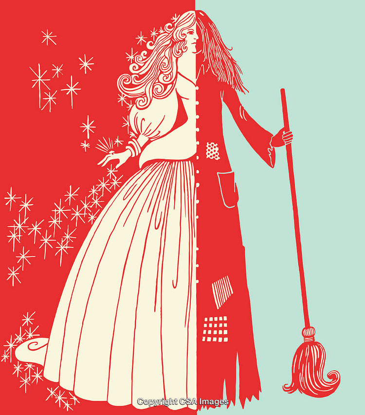 Artistic Illustration of Dual Life Transformation With Magic and Work