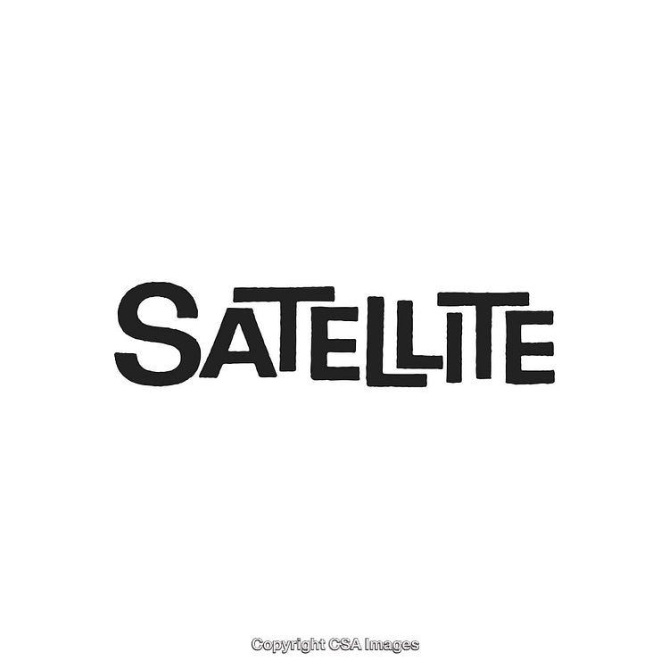 Satellite Text Design with Bold Typography on White Background