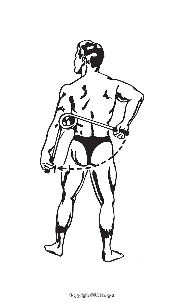 Retro Black and White Illustration of an Athletic Male Back View