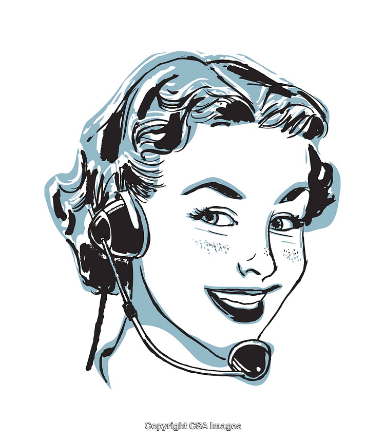 Vintage Style Illustration of a Happy Call Center Operator