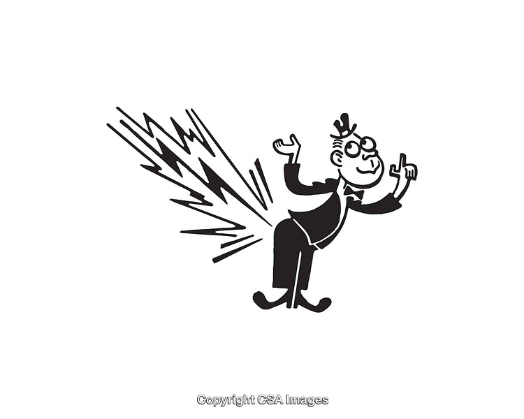 Comic Illustration of a Man Expressing Emotion with Energetic Movement