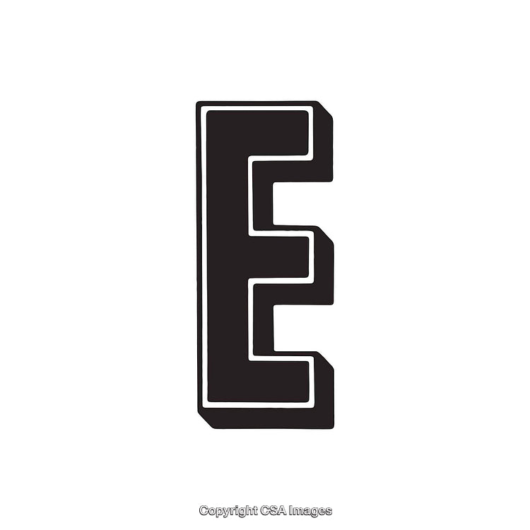 Bold Stylized Letter E Design in Black and White Vector Illustration