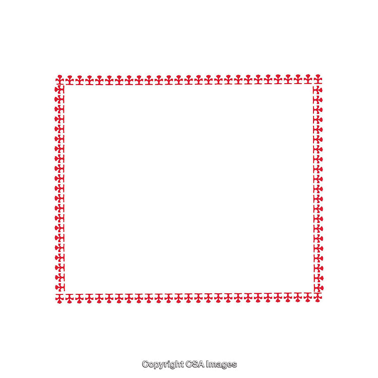 Decorative Border with Red Patterns on a White Background