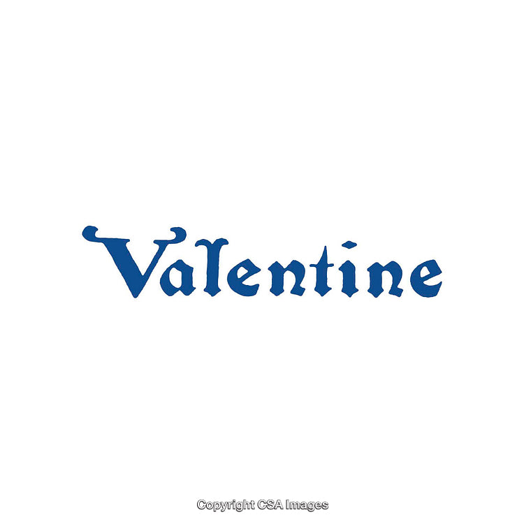 Classic Blue Valentine Text Design with Elegant Typeface on White Background