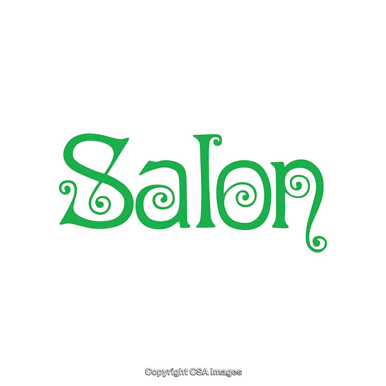 Green Decorative Typographic Design with Unique Swirls on White Background