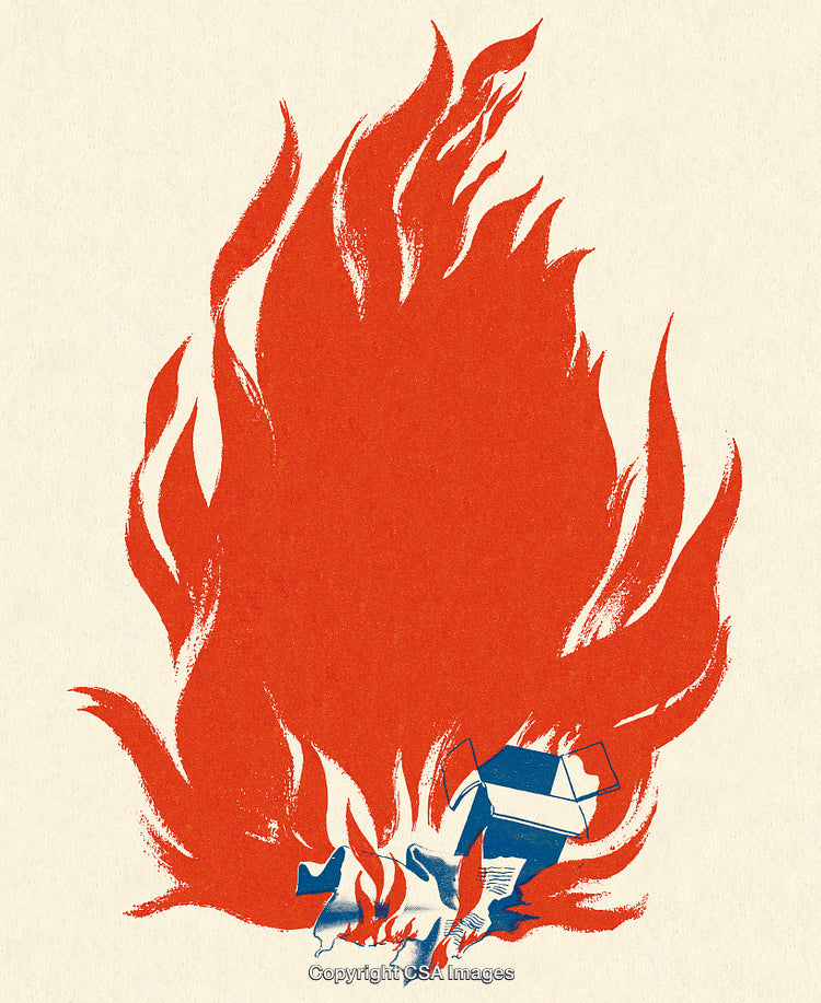 Abstract Illustration of a Burning Fire with Paper and Structure