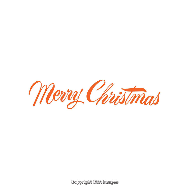 Orange Merry Christmas Text Design on White Background