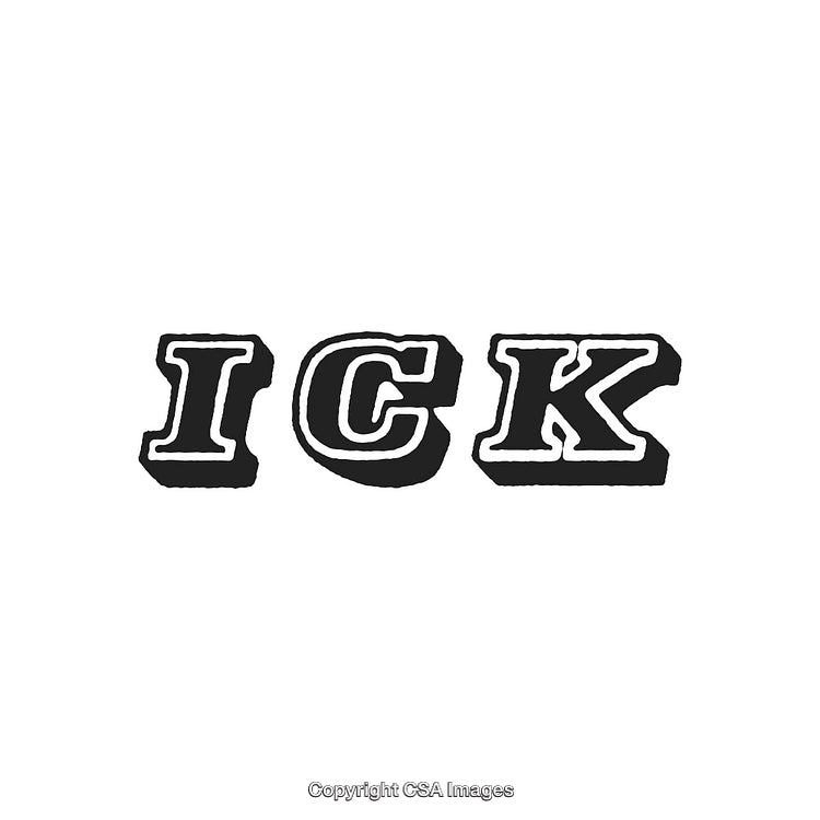 Bold Black Typography Design Featuring the Word ICK on White Background