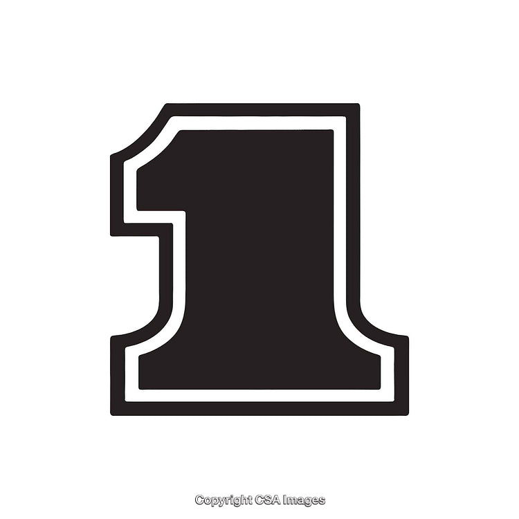 Bold Black Number One on White Background