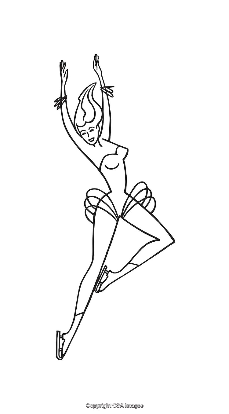 Elegant Line Art of a Ballet Dancer in Mid-Performance Pose