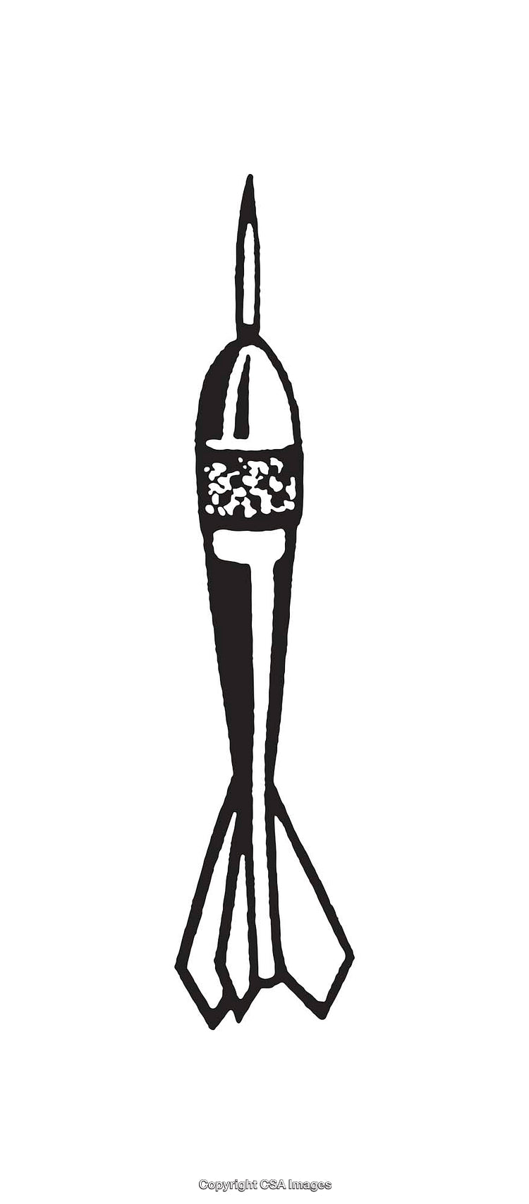 Simple Black and White Line Art of a Rocket or Spaceship
