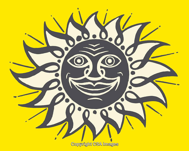Bright Artistic Sun With Smiling Face Line Art Illustration