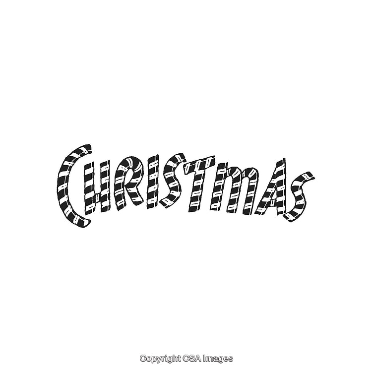 Festive Text Illustration Depicting Christmas With Candy Cane Inspired Styling