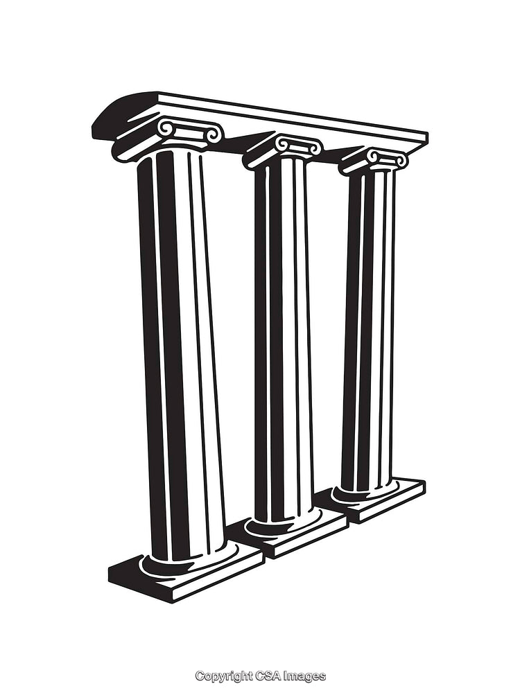 Black and White Line Art Illustration of Classical Architectural Columns