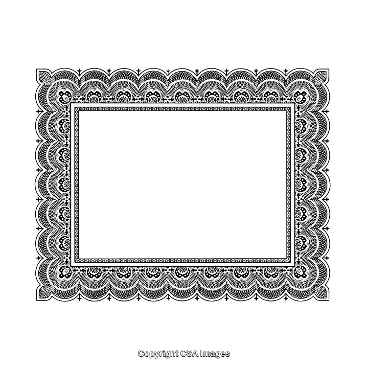 Black and White Ornate Rectangular Border With Intricate Design Patterns