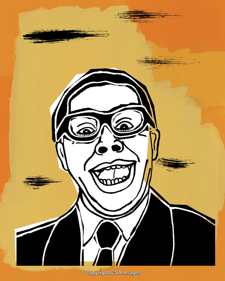 Abstract Illustration of a Smiling Man with Bold Artistic Render Style