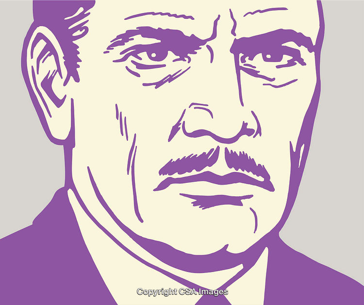 Bold Line Art Portrait in Purple and Cream Tones