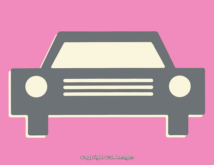 Minimalist Illustration of a Car Silhouette on a Pink Background