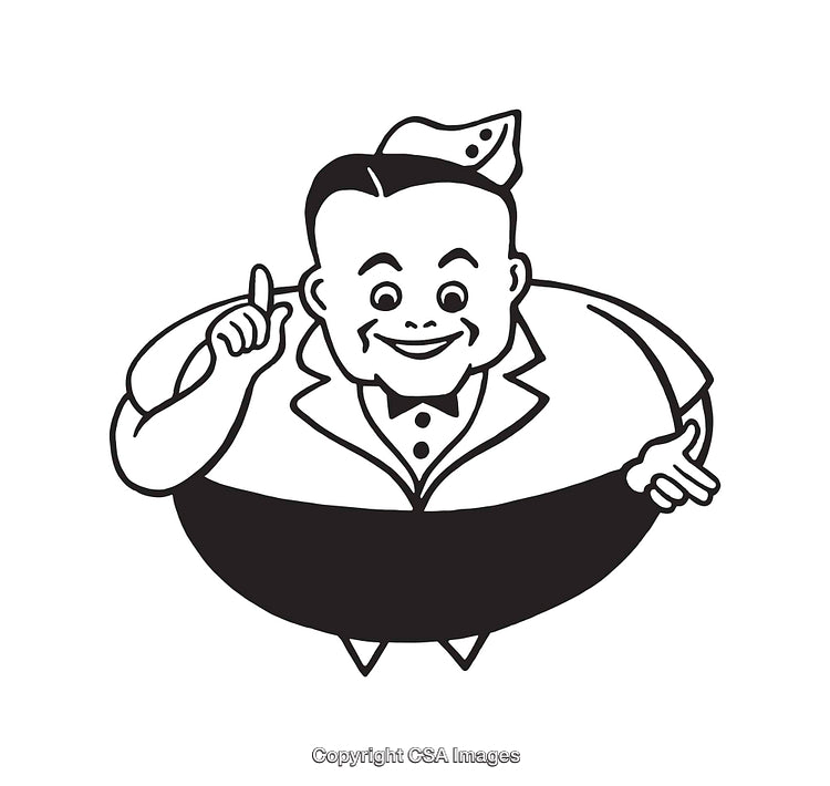 Cheerful Line Art Illustration of a Cartoon Character with a Smile