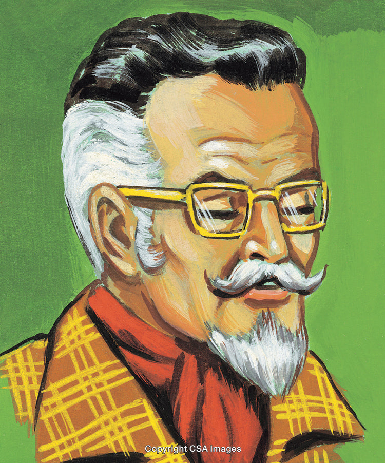 Stylized Portrait of an Elderly Man in Vibrant Colors and Glasses