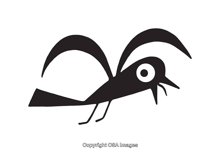 Simple Black and White Abstract Bird Illustration on White Background