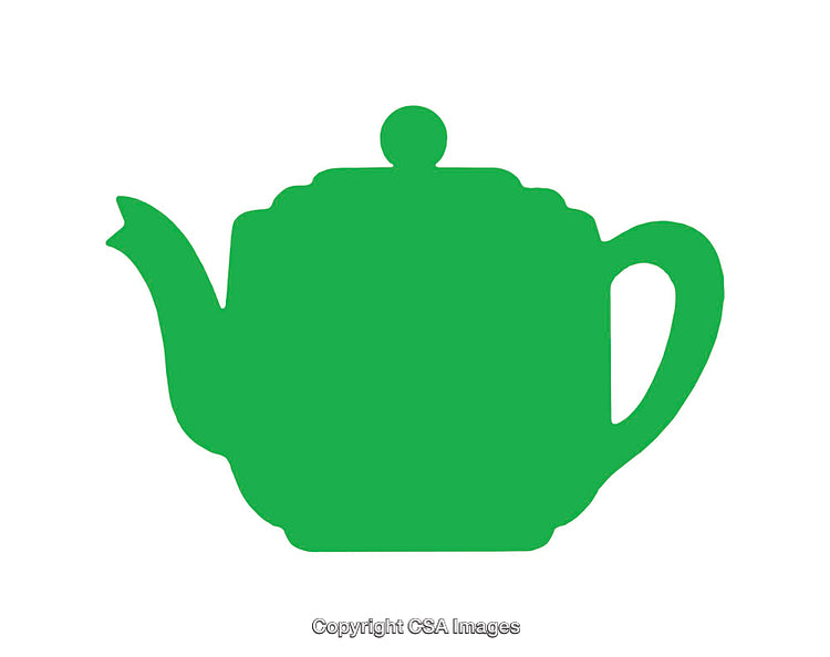 Green Teapot Silhouette Icon Isolated on White Background