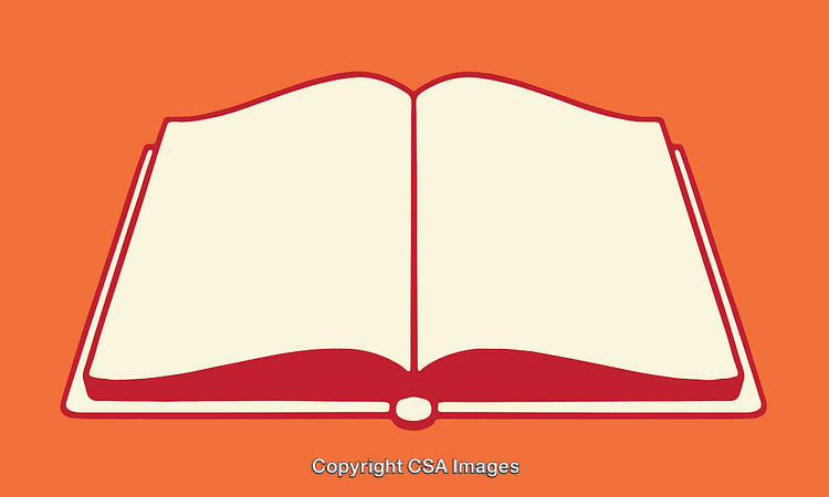 Illustrated Open Book on Vibrant Orange Background