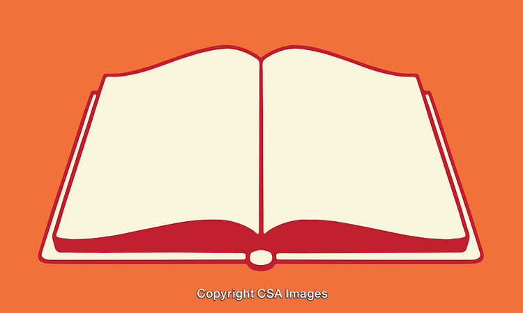 Illustrated Open Book on Vibrant Orange Background