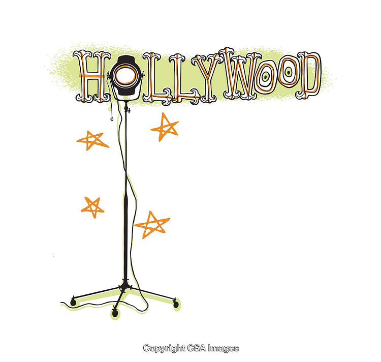 Illustration of Hollywood Studio Lighting with Stars and Artistic Style