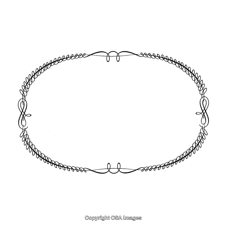 Elegant Hand-Drawn Oval Border with Intricate Swirls and Flourishes